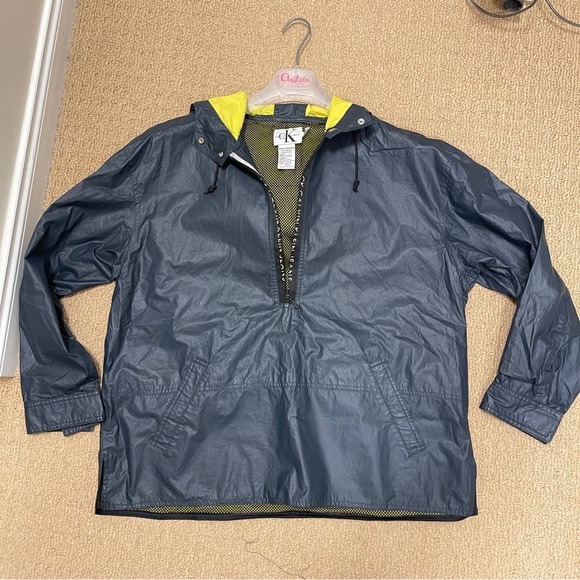 Vintage Streetwear Calvin Klein Jeans 1/2 Zip Pullover Raincoat Navy Black - M - Picture 5 of 14